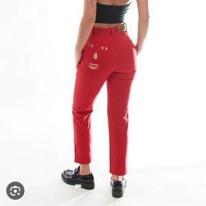 Fashion Brand Company - face cut out red pant, XS